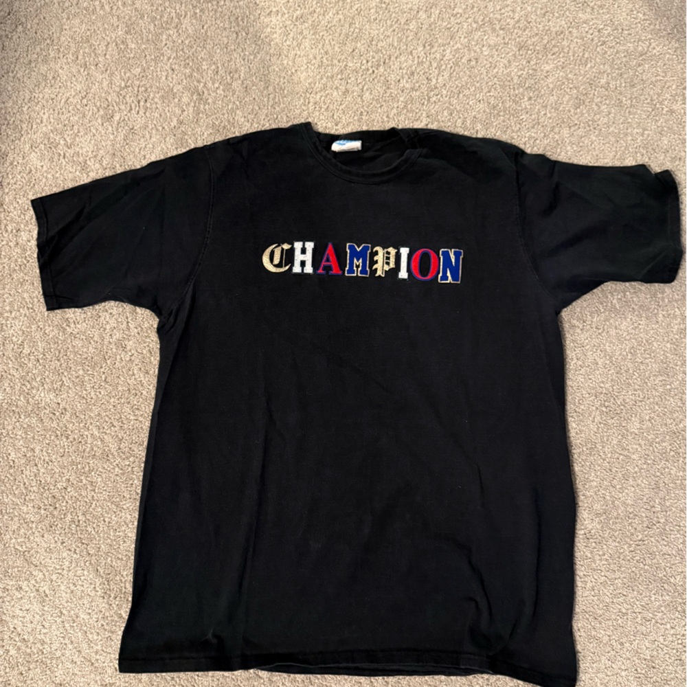 Champion Black Tee with Colorful Logo